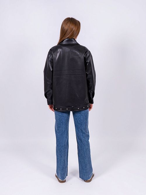 7431 Куртка женская кожаная черный MYD 