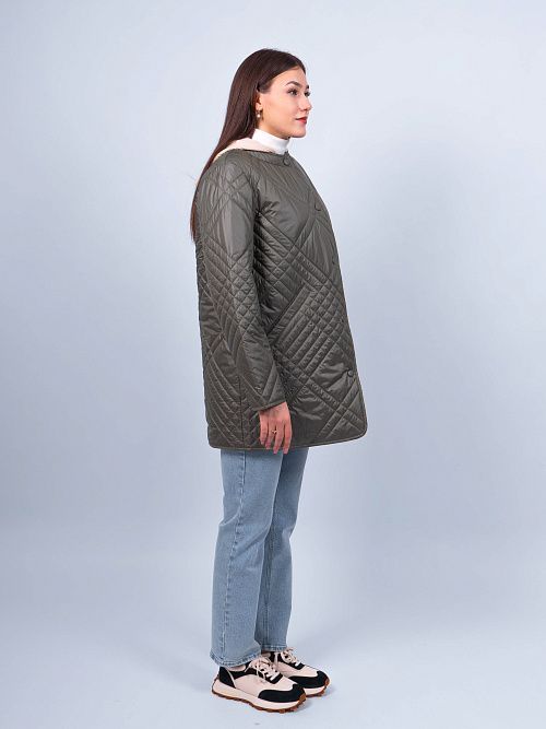 2663 Куртка удлиненная женская хаки Baimuni 