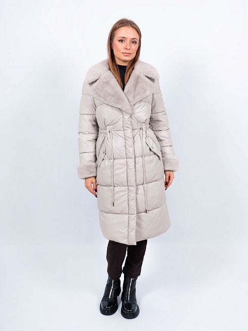 5БП-43039-985 Пальто женское утепленное серый ELECTRA STYLE 