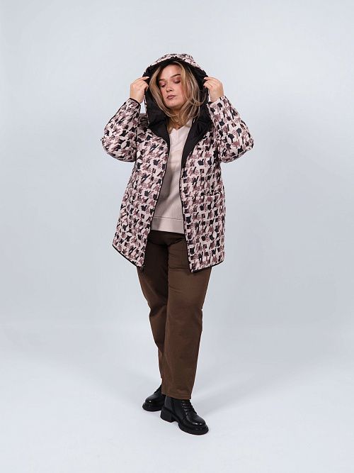 9211-1 Куртка женская двухстороння черный/коричневый Baimuni 