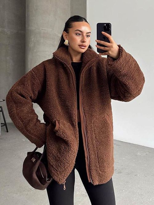 7435-brown Куртка женская коричневый GIRL 