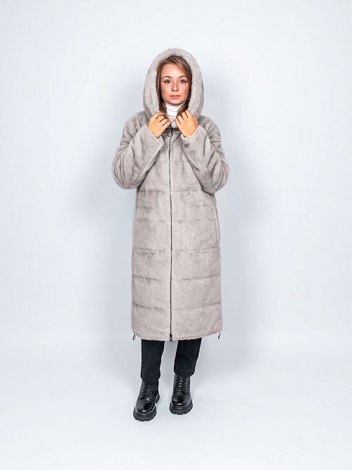 LM9002/3 Пальто женское двухсторонее молочный Baimuni 