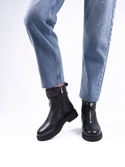 JA005-K08-P1213M Ботинки женские натуральная кожа черный 365 