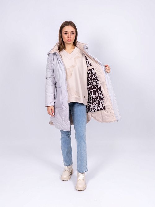 9209 Пальто женское светло-серый Baimuni 