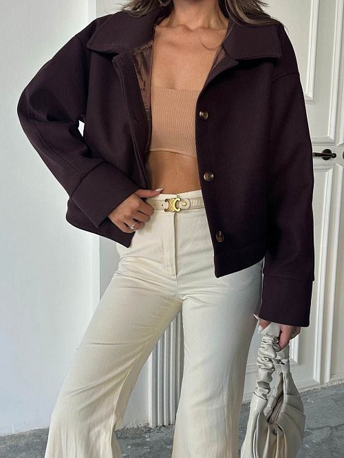 7498-brown Бомбер женский коричневый Girl 