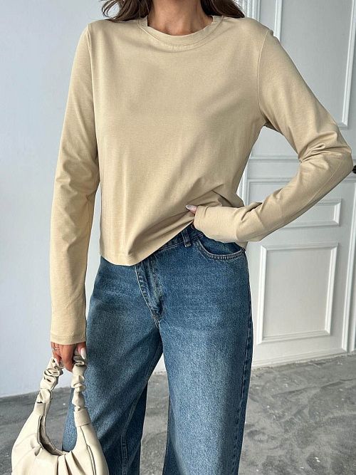 4624-beige Лонгслив женский бежевый Girl 