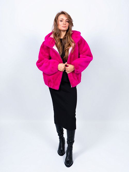 25-ELSX-009-3 Полушубок женский фуксия Sempati 