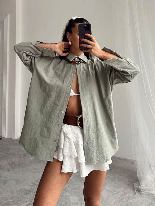 2575 Рубашка женская зеленый GIRL   