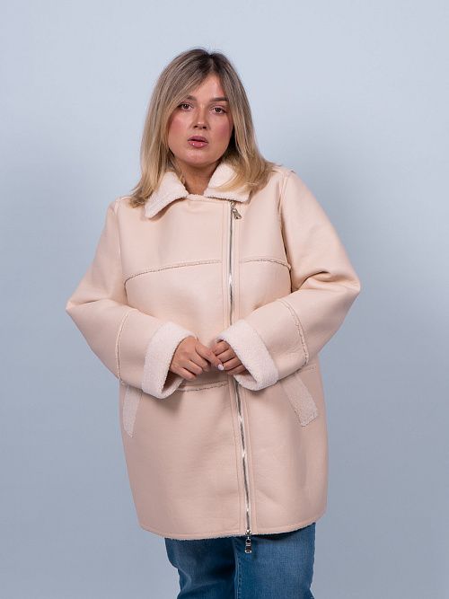 34-100032-1557-66В Дубленка ТИМИ женская бежевый КЛЮКVА 