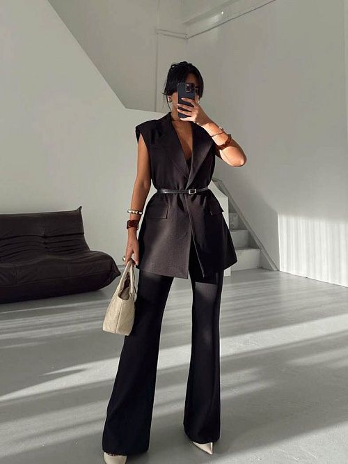 7459 Жилет женский черный GIRL 