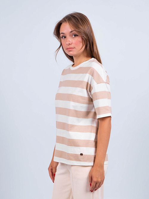 ЕВТ3190/ Футболка женская темно-бежевый,полоска VERY NEAT 