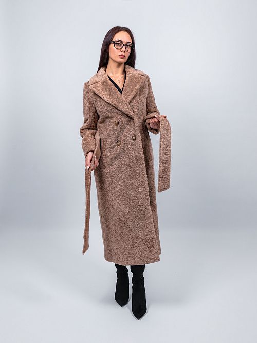 6-0127/1м-3181 Пальто меховое женское бежевый ELECTRA STYLE 