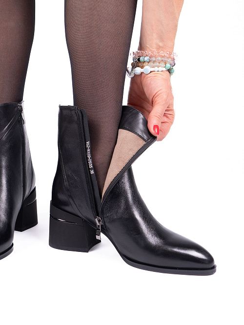 V62-N159-P935 Ботинки женские натуральная кожа черный 365 