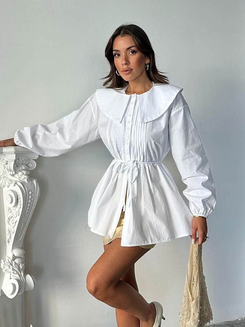 7496-white Рубашка женская белый Girl 