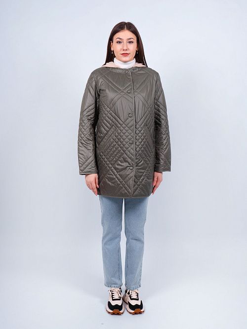 2663 Куртка удлиненная женская хаки Baimuni 