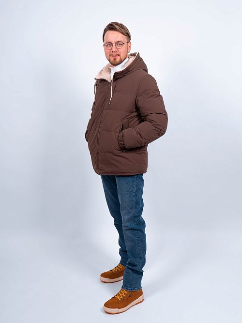 MWD4902I-М115 Куртка мужская двухстороняя коричневый/молочный ICEbear 