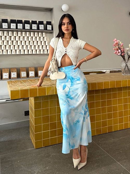 7487 Юбка женская голубой GIRL 