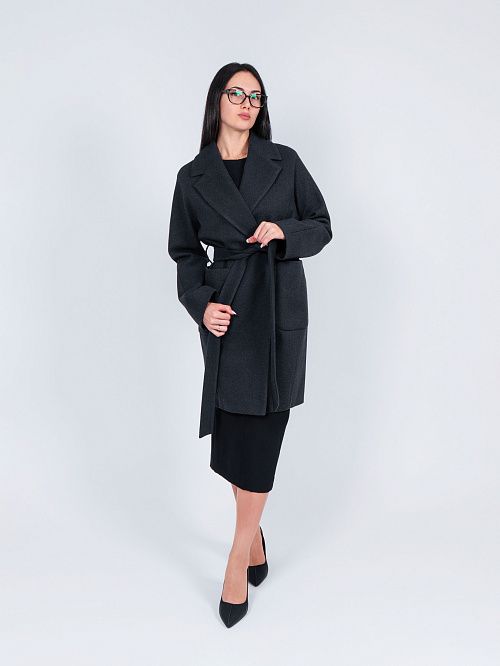 KR-293-Рубчик-14 Пальто женское темно-серый 365 