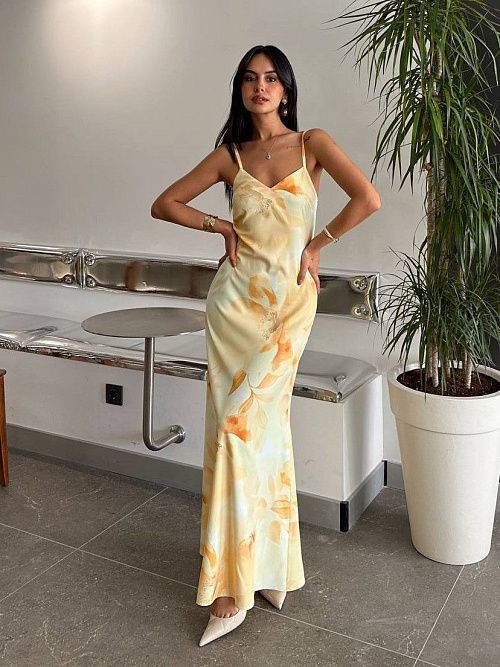 7488 Платье женское желтый  GIRL 