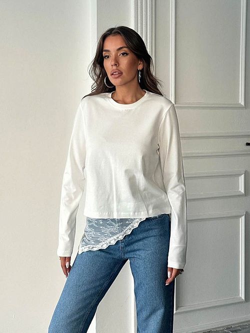 4624-white Лонгслив женский белый Girl 