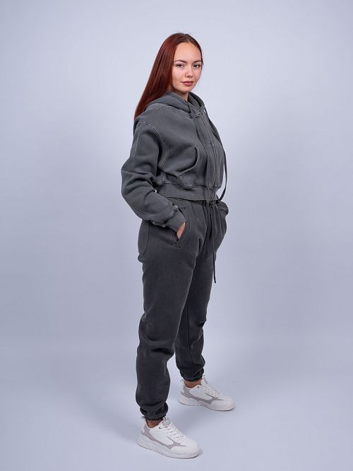 N822 Худи zip женское графит 365 