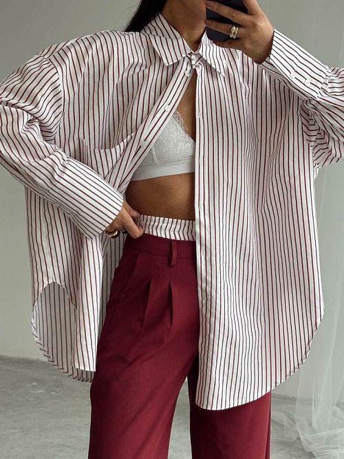 7465 Рубашка женская бордовый GIRL   