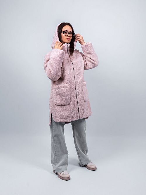 3-0306Бм-3181 Пальто меховое женское ванильный ELECTRA STYLE 