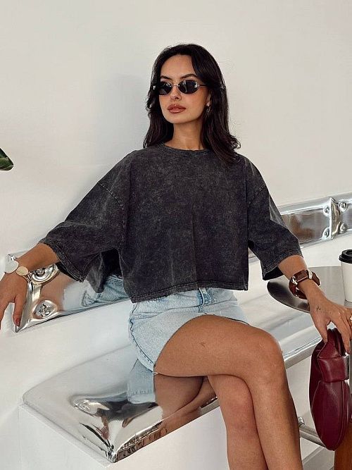 4622 Футболка женская черный GIRL 