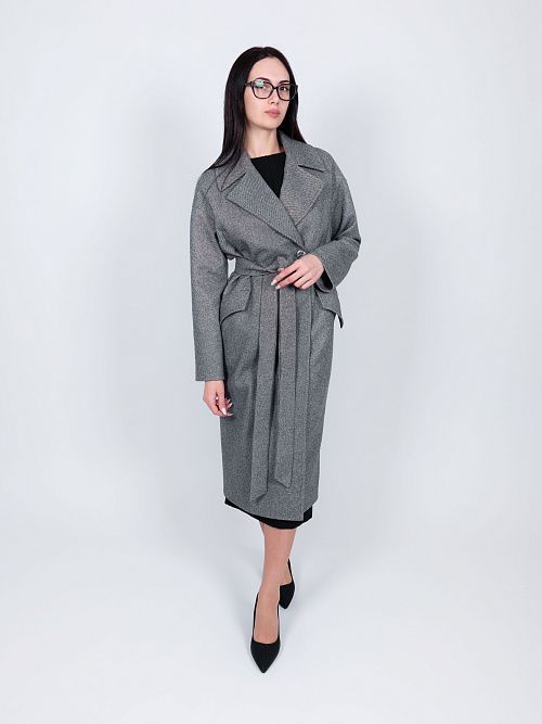 KR-296-рубчик-сер Пальто женское серый 365 