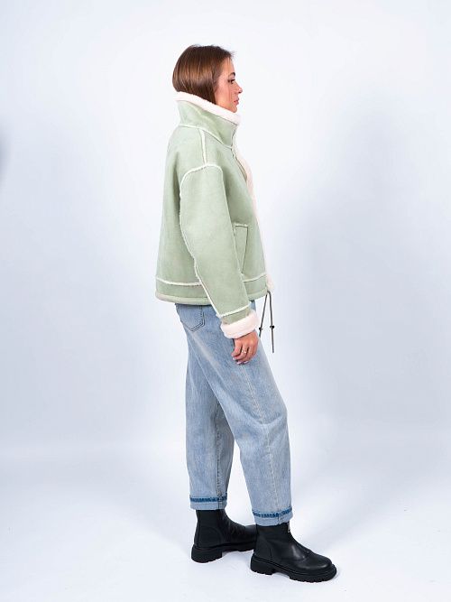 Дубленка женская зеленый Green Sempati 