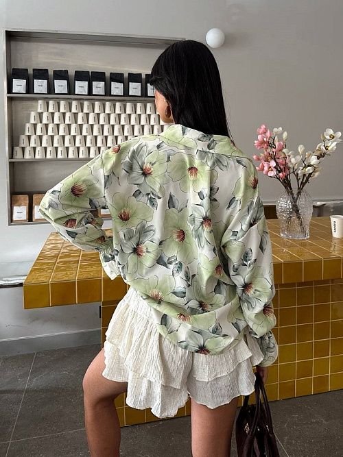 7486 Блузка женская зеленый GIRL   