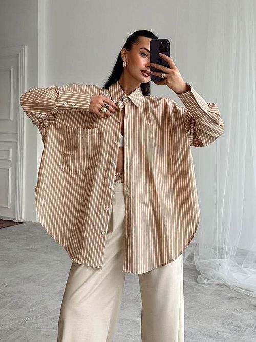 7465 Рубашка женская коричневый GIRL   