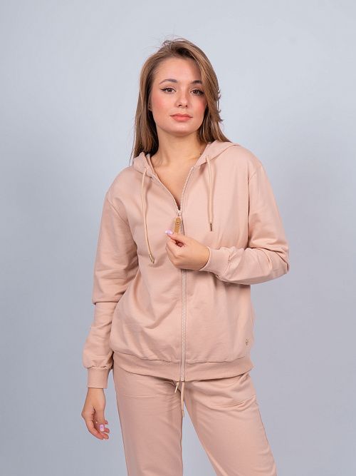 EBT3154 Худи зип женский бежевый VERY NEAT 