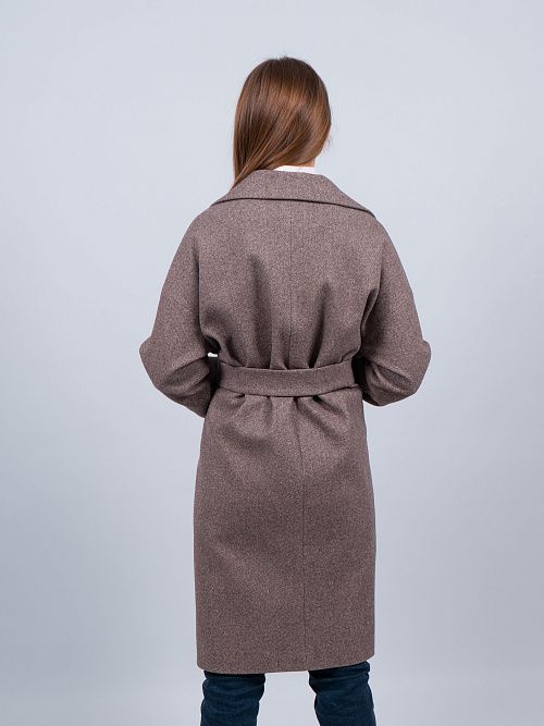 KR-291-рубчик Пальто женское коричневый Kristina Moda 