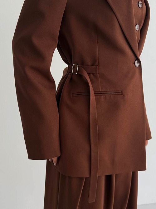7476-brown Пиджак женский коричневый GIRL 