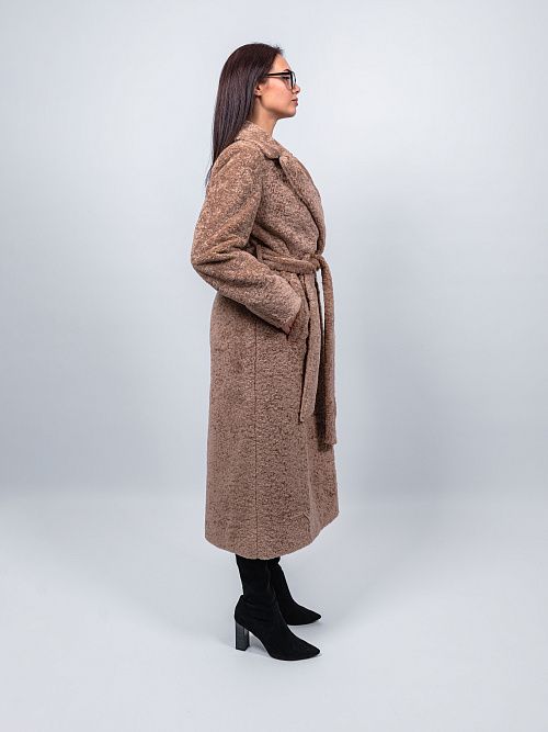 6-0127/1м-3181 Пальто меховое женское бежевый ELECTRA STYLE 