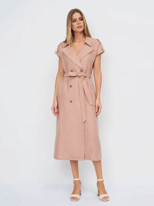 52113-ПЛ Платье женское бежево-розовый ELECTRA STYLE 