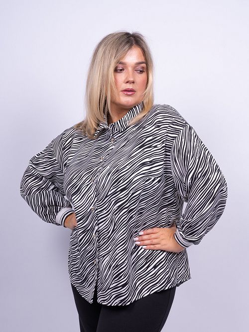 Вербена Блузка женская черно-белый ZAR STYLE 