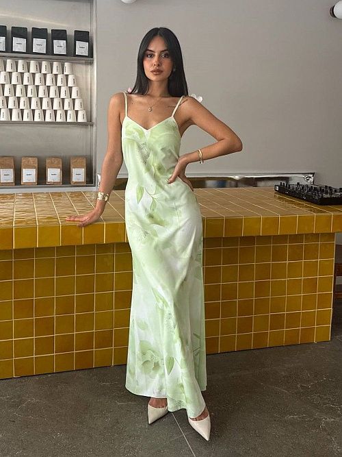 7488 Платье женское зеленый  GIRL 