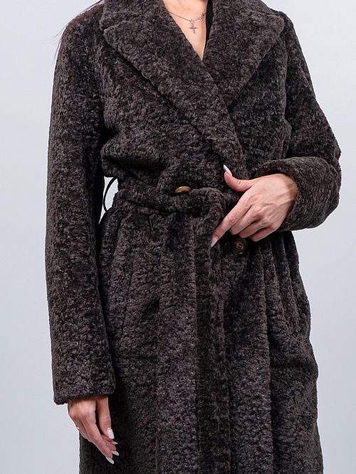 6-0127/1м-3181 Пальто меховое женское темно-зеленый ELECTRA STYLE 