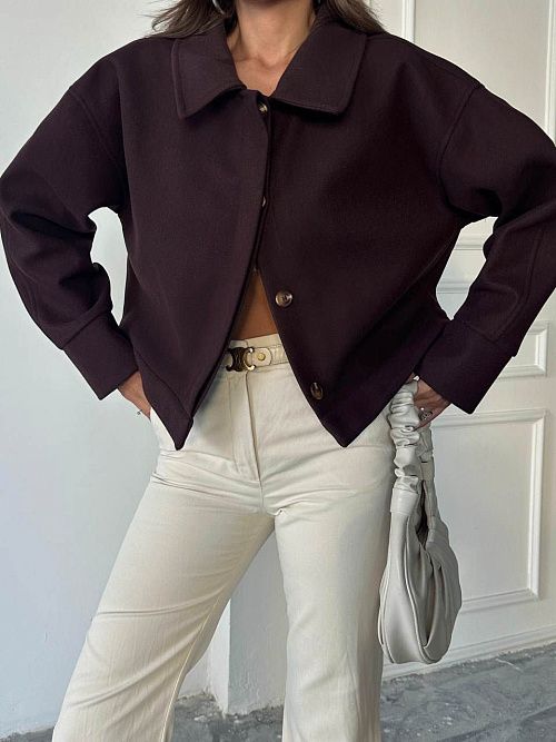 7498-brown Бомбер женский коричневый Girl 