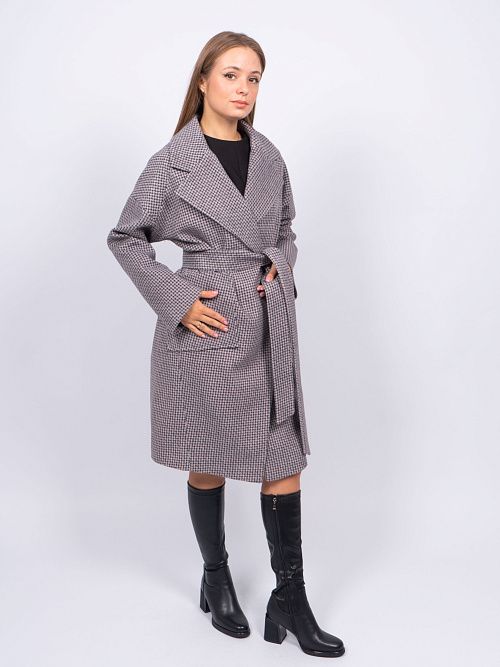 KR-291-Гус.лапка688 Пальто женское серый Sempati 