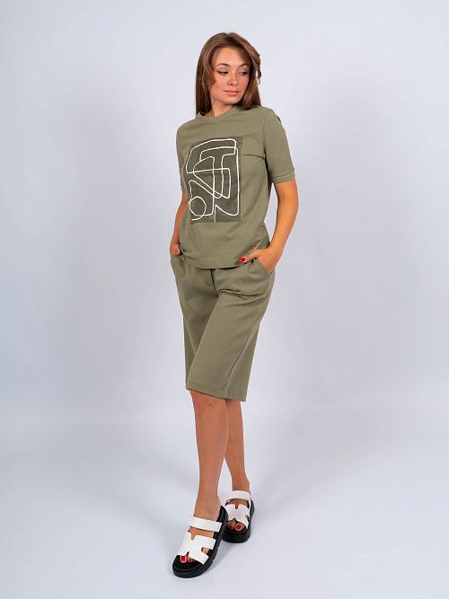 ЕВТ3219/ Футболка женская хаки VERY NEAT 