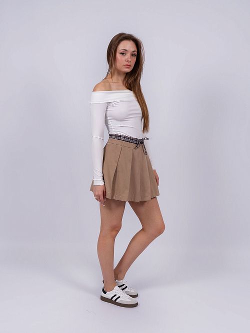 7445 Юбка-шорты женские бежевый GIRL 