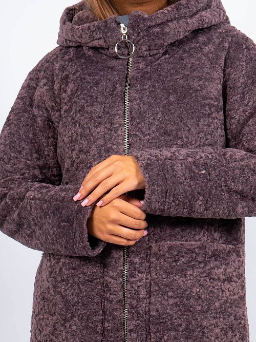 3-0306м-3181/1 Пальто меховое женское темный латте ELECTRA STYLE 