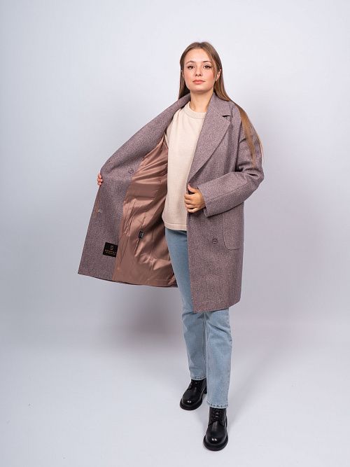 KR-293-Рубчик-8 Пальто женское темно-коричневый 365 